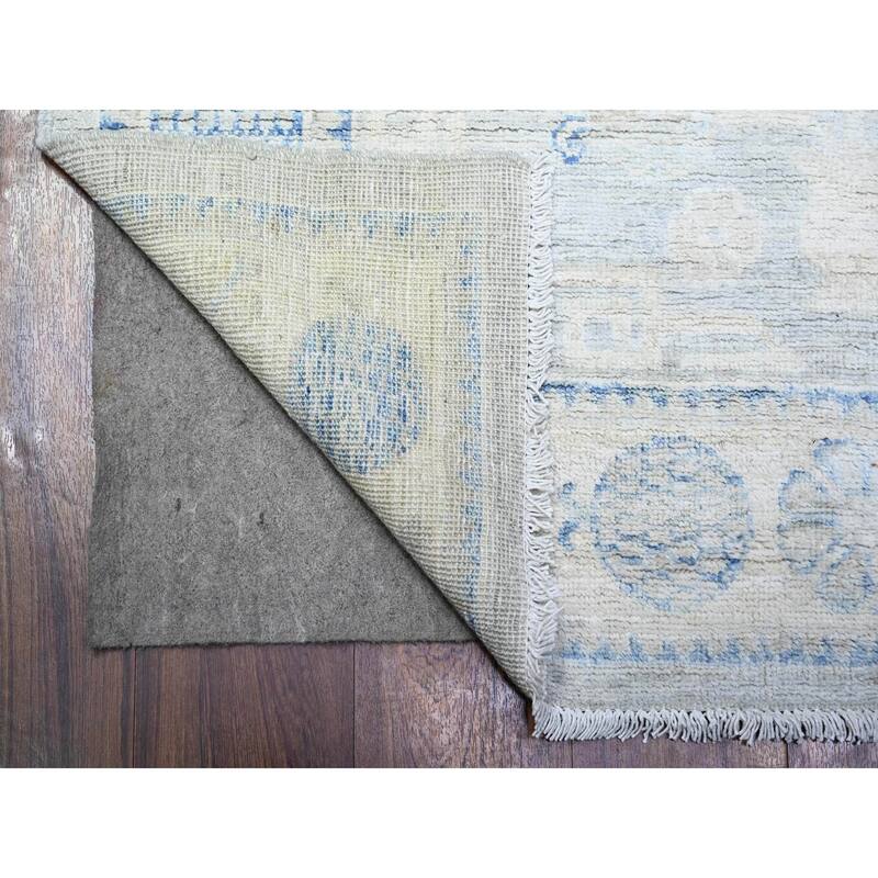 Hand Knotted Grey Khotan and Samarkand with Wool Oriental Rug (3'11" x